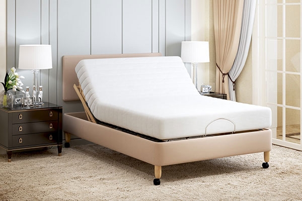 Helston double half divan adjustable bed on legs, bed adjusted head and foot (profiled)