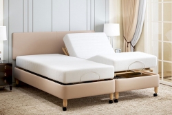 Helston Linked half divan  adjustable bed on legs, both beds adjusted head and foot (profiled).